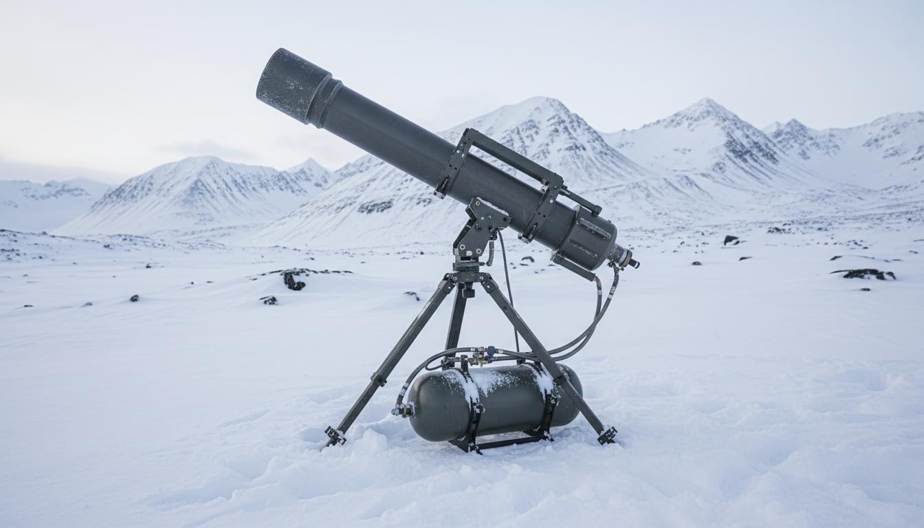 Defrost Unmanned pneumatic drone launcher system in arctic terrain